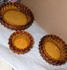 VTG Fenton Amber Glass Hobnail Sawtooth Ashtray Trinket Dish MCM Nestin Set Of 3