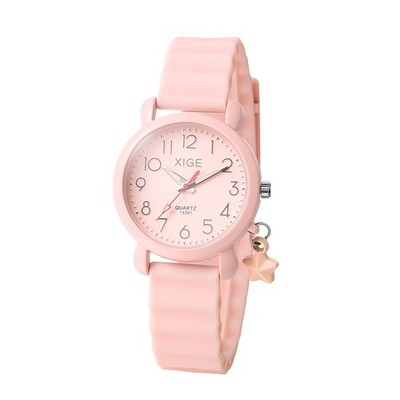 Students Silicone Strap Quartz Sport Wrist Watch Macaron Color Teen Holiday Gift