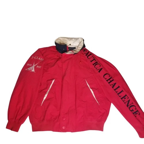 Vintage 90s Men's Nautica Challenge Jacket J Class Red Full Zip Large Spellout  image 9