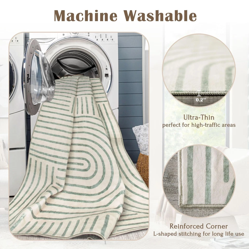 Tapete de área lavável 5x7 - Tapete boho para sala de estar tapete interno macio ultrafino sa... - Imagem 3 de 4