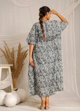 Cotton Block Print Kaftan | Summer Maxi Dress | Beachwear Boho Style Kaftan
