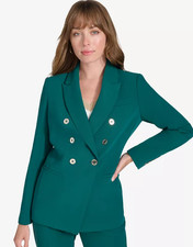 Tommy Hilfiger womens Green Double Breasted B...