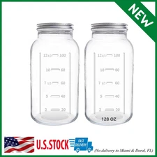 128 Oz Mason Jars Wide Mouth 2 Pack, 1 Gallon Glass Large Jars with Airtight Lid