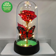 Galaxy Rose in Glass Dome LED Light Artificial Flower Gift for Mom Women