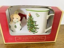 Spode Christmas Mug Ceramic Dog Ornament Set Holiday Coffee Cup Lab New In Box