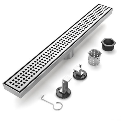 36-Inch Brushed Nickel Linear Shower Drain, 304 Stainless Steel Long Linear D...