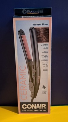 Conair Instant Heat 3/4in Ceramic Flat Iron 400°F Turbo Heat Dual Voltage