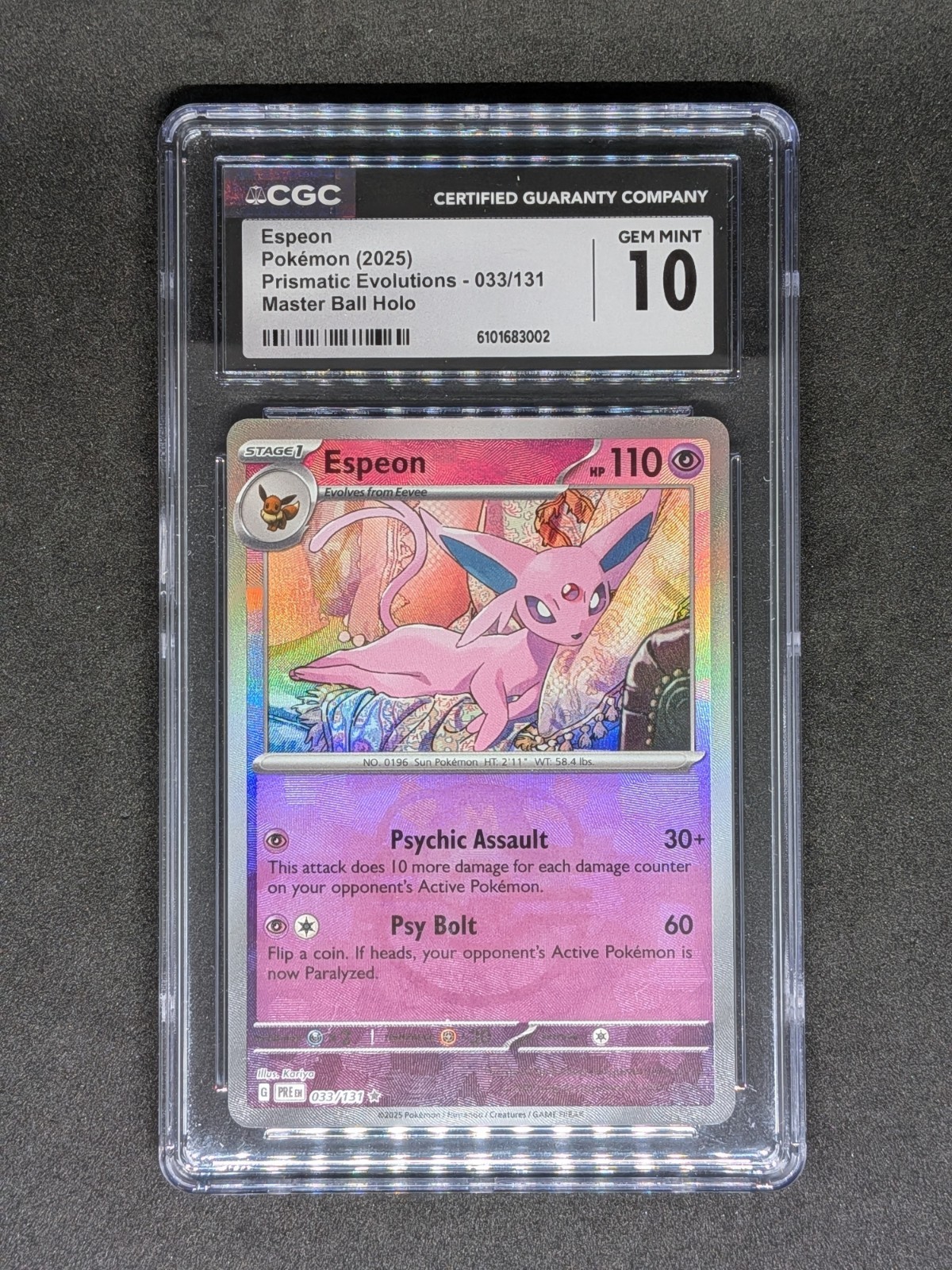 CGC 10 Espeon 033/131 Prismatic Evolutions Master Ball Reverse Holo Pokemon Card