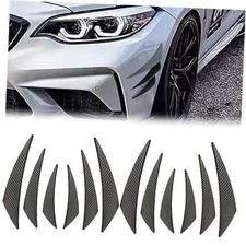 12Pcs Universal Car Spoiler Canards Kit Front Bumper Lip Carbon Fiber Black