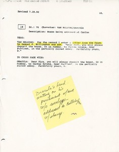 1992 -BRAM STOKER'S DRACULA- Original Horror Movie Props Production Sheet