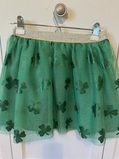 girls Cat Jack size large 10/12, green st patrick s day, 4 leaf clover skirt