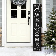 Christmas Wooden Porch Sign 47 Elk Large Welcome Sign for Winter Home Decorat...