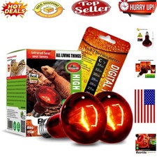 Infrared Reptile Heat Lamp 75W 2-Pack with Thermometer