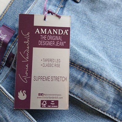 Gloria Vanderbilt Women's Jeans 20W Lgt Blue Amanda Tapered Classic Rise Stretch