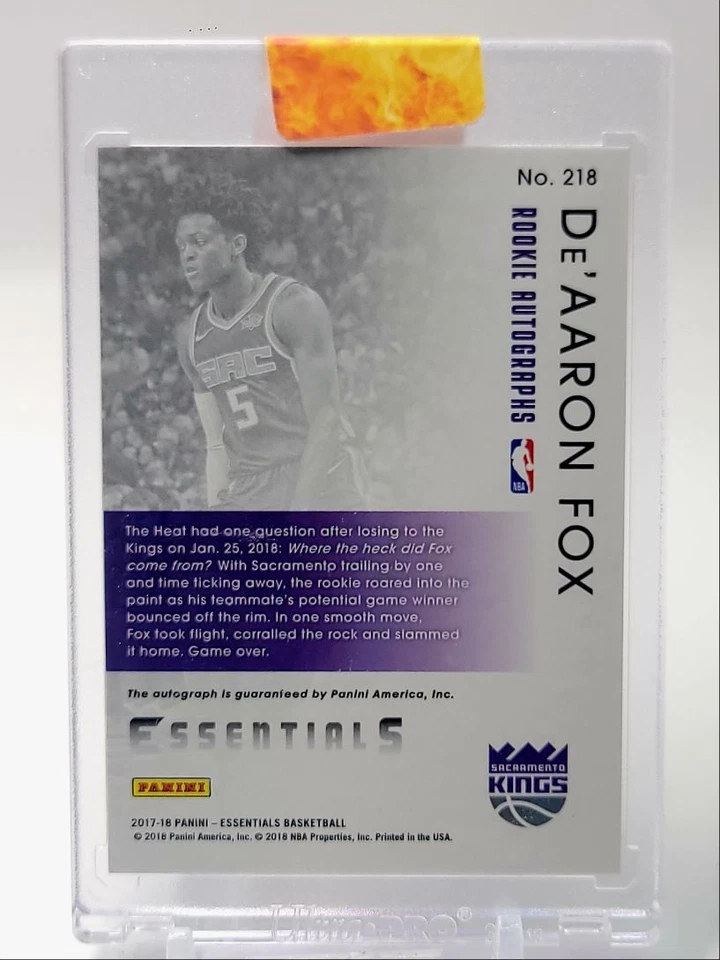 DE'AARON FOX 2017-18 ESSENTIALS ROOKIE AUTOGRAPH KINGS RC AUTO /99 Q3858 - Image 2 of 2