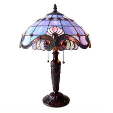 SHELLY Tiffany-style 2 Light Victorian Table Lamp 14.5" Shade