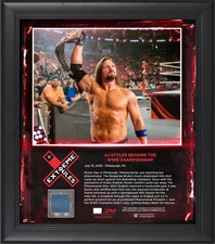 AJ Styles WWE Framed 15x17 2018 Extreme Rules Collage w/Piece MU Canvas - LE 199