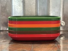 Lot of 5 Vintage Tupperware Toys 1502 Mini Plates 4 Square Red and Green