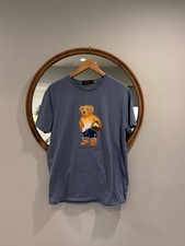 Polo Ralph Lauren Polo Bear T Shirt Blue Beach Men  s Large ; Faded Back Spot