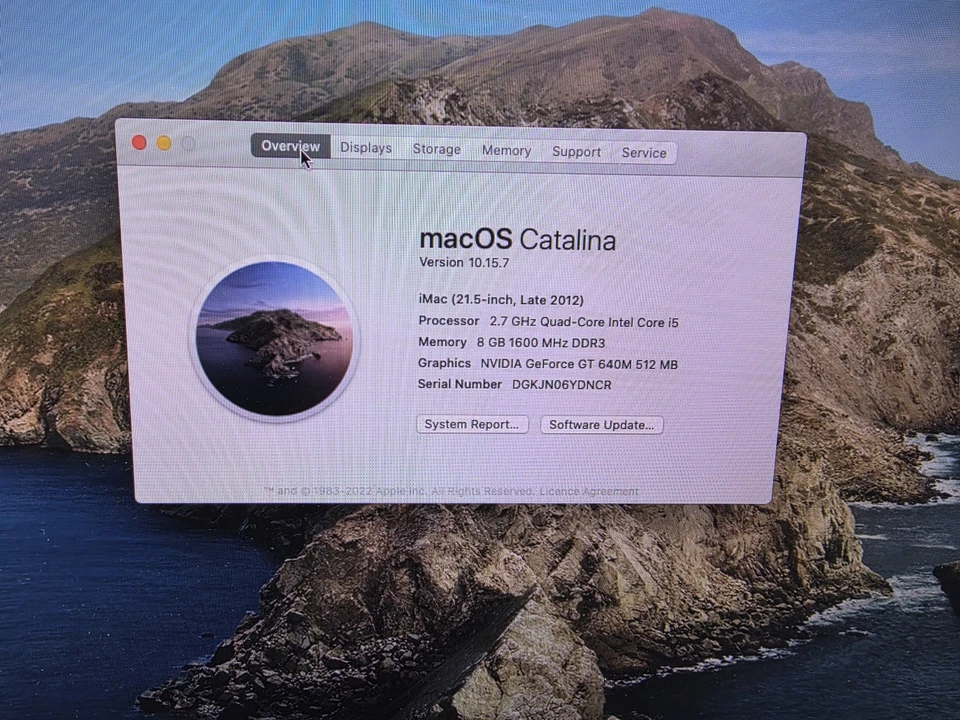 Apple iMac 21.5" All in One A1418 Core i5 2.70 Ghz 8GB 1TB Nvidia Gt 640M 512MB - Image 2 of 4