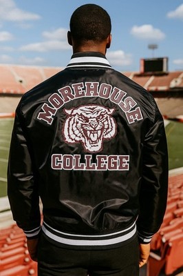 Letterman Black Handmade More House Satin Varsity Jacket With Embroided logo