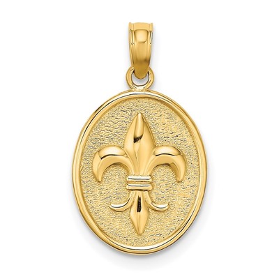 14K Fleur de Lis auf ovaler Scheibe Charm 19 x 12,15 mm 1,4 gm