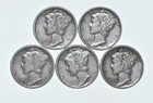 High Grade Lot 1936 1939 1937 1939 1938 Mercury Dime Collection *766