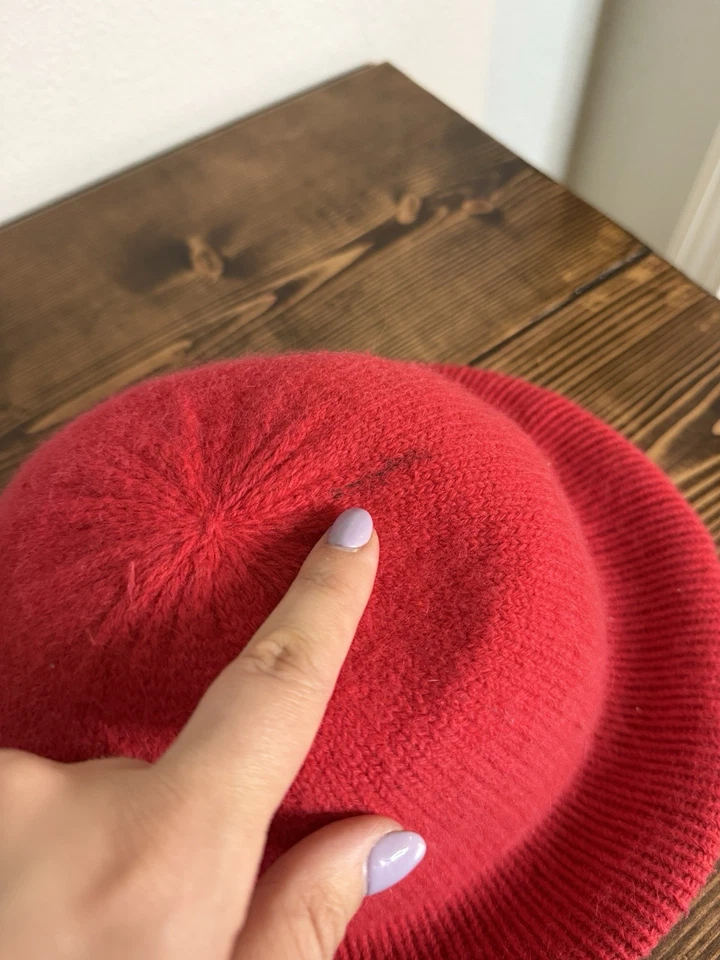 Sombrero cubo rojo vintage Liz Claiborne para mujer tejido pelo de conejo mezcla de lana Foto 2 de 4