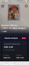 Vintage 1990-91 NBA Hoops Armon Gilliam Charlotte Hornets Basketball Card #54