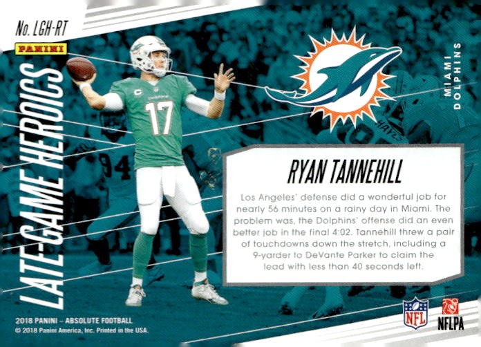 2018 Panini Absolute #LGH-RT Ryan Tannehill Late Game Heroics