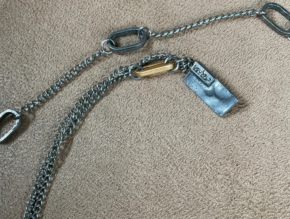 Collar y pulsera Ann Marie Chagnon peltre y cuero marrón Foto 4 de 4