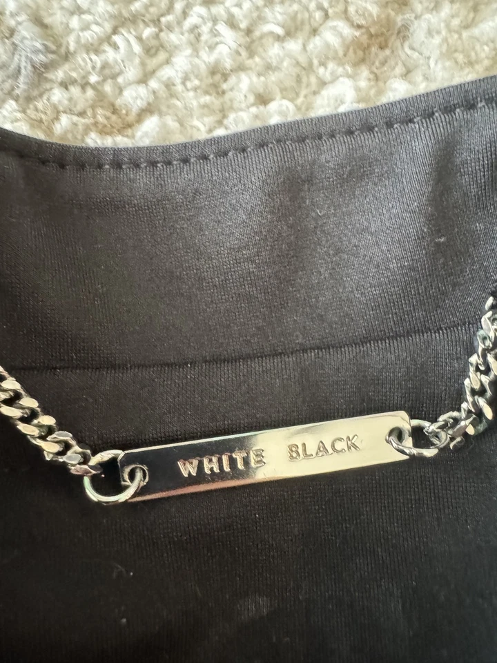 Chaqueta White House Black Market Mujer 2 Negro Gris Moto Asimétrica Cremallera Tweed Foto 2 de 4