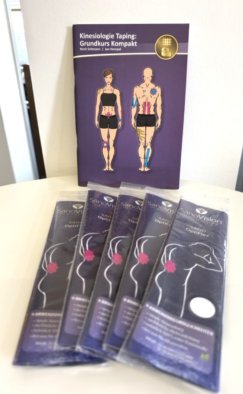 Kinesiotapes Opti Flex, 5er Pack + Taping Grundkurs Buch / Schmerztapes