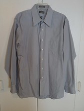 ARROW POPLIN MEN'S GRAY LS DRESS SHIRT-16.5x34/35-WRINKLE FREE POLYESTER/COTTON