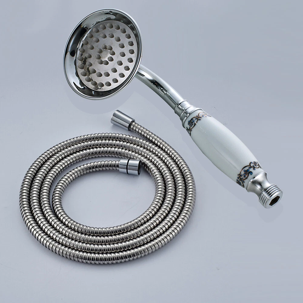 Polished Chrome Telephone Style Bathroom Hand Held Shower Head with 1.5m Hose