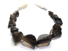 SMOKY QUARTZ NUGGET FACETED CUT 12X17-17X21MM LOOSE GEMSTONE BEADS 8"INCH AG