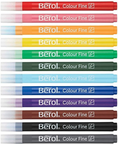 Berol Felt Tip Colouring Pens, Washable, Assorted Colours, 12 Count - Picture 2 of 8