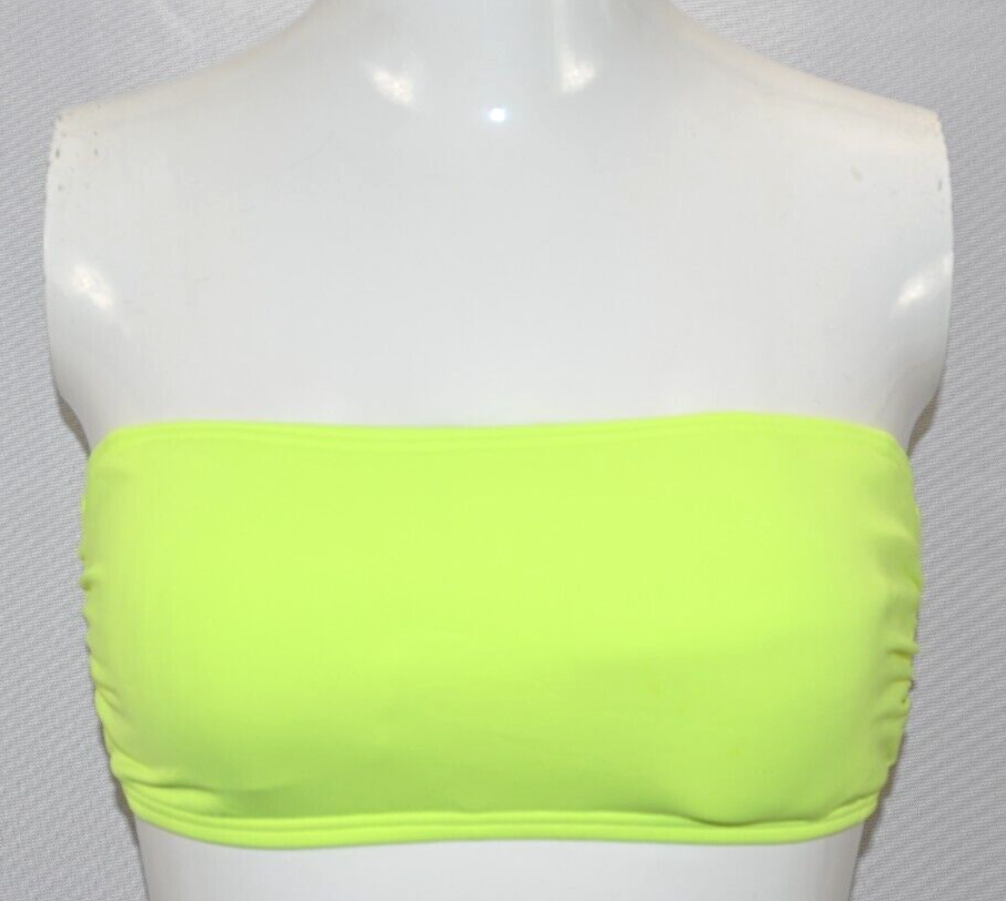 Michael Kors Neon Yellow Bikini Top Strapless Zip Closure Size XS