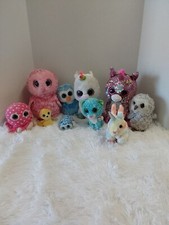 Lot X10 Ty Beanie Boos Plush Collection Unicorns, Owls, Bunny Octopus