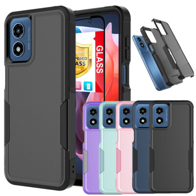 For Motorola Moto G Power 5G 2024 Shockproof Rugged Phone Case +Screen Protector