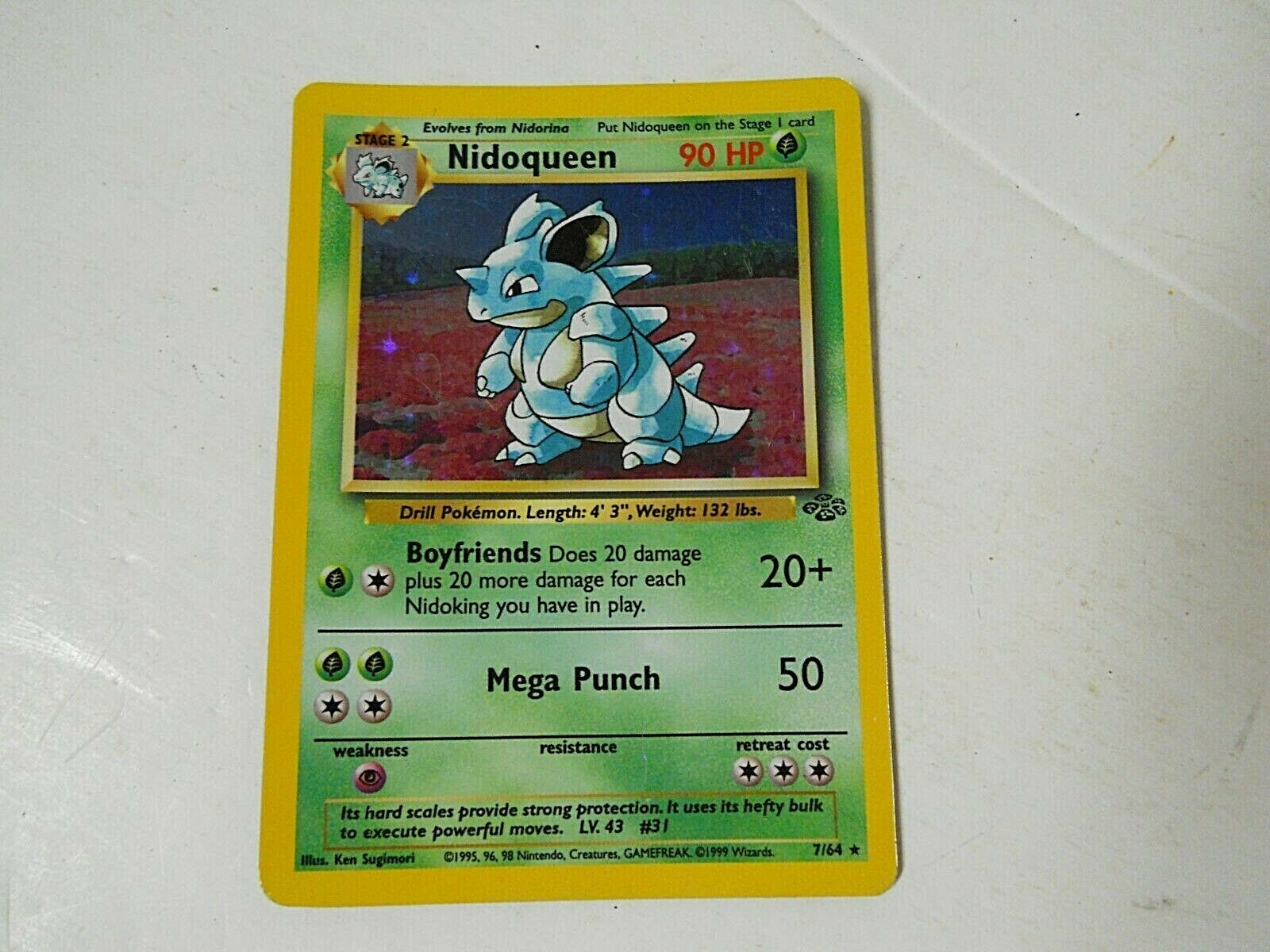 1999 Pokemon Trading Card Nidoqueen 7/64 Jungle Rare Halo Foil