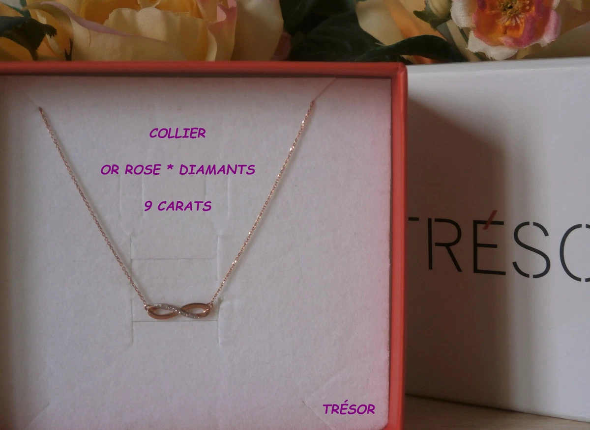 Collier Pendentif En Or Rose 18 Carats Avec Diamants 0.15 Ct - 2.80 Grammes