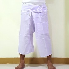 Thai Fisherman Trousers Pants Tora Color White shorts Massage Yoga beach TaiChi