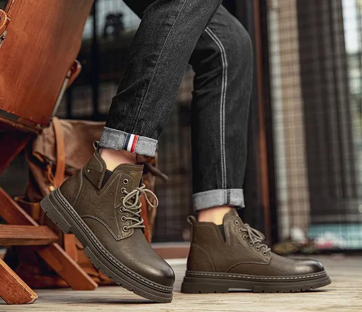 SAOLA Stivaletti stringati casual da uomo scarpe street board hip top Oxford stivali moto