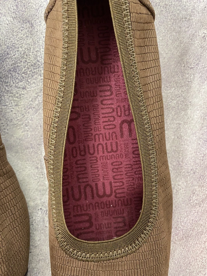 NUEVO Zapato Plano Munro Mujer Danielle Talla 5.5M Cómodo Soporte Arco Marrón Lagarto  Foto 4 de 4