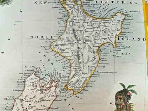 NEW ZEALAND 1851 JOHN TALLIS 19TH CENTURY DECORATIVE ANTIQUE ENGRAVED MAP - Picture 5 of 11