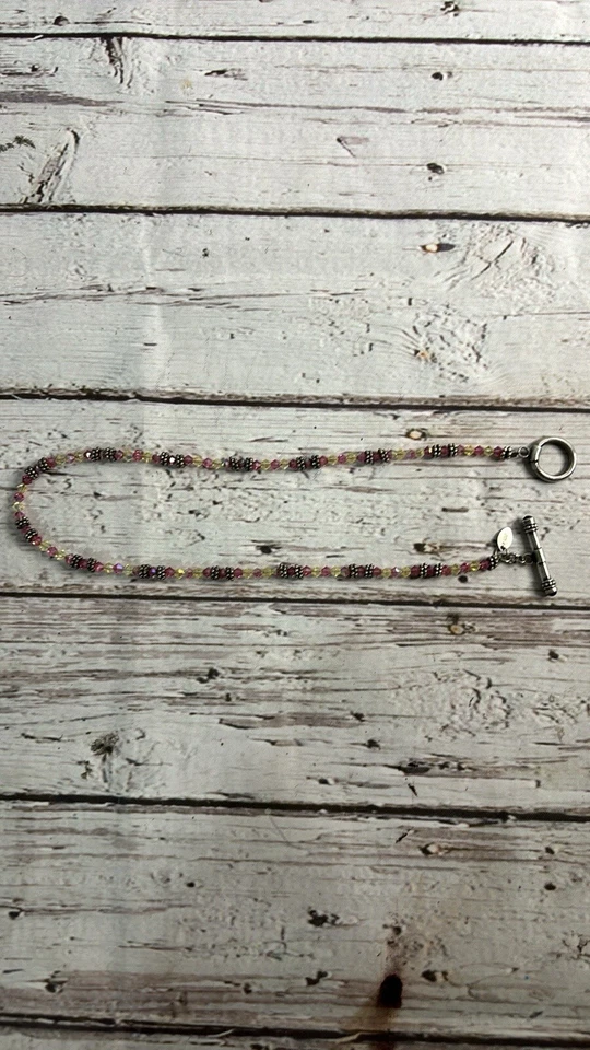 Collar de cristal rosa y amarillo de plata esterlina con soporte de limonada de Elyse Ryan Alex Foto 3 de 4