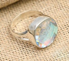 Appealing Mystic Topaz Gemstone Handmade 925 Sterling Silver Jewelry Ring