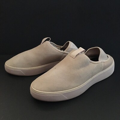 Ecco Street Tray Tech Ivory Suede Leather Shearling lined slip on mule Sz 9-9.5
