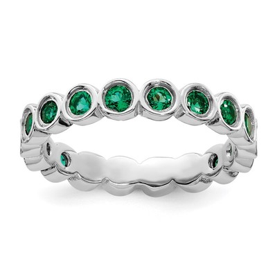 Sterling Silver Stackable Expressions Created Emerald Ring Size 5